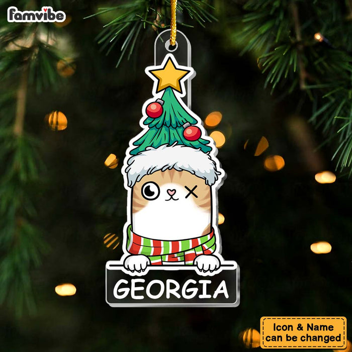 Personalized Peeking Cat Christmas Ornament 29812 1