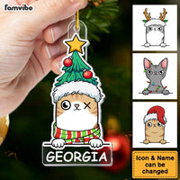 Personalized Peeking Cat Christmas Ornament 29812 thumb 1