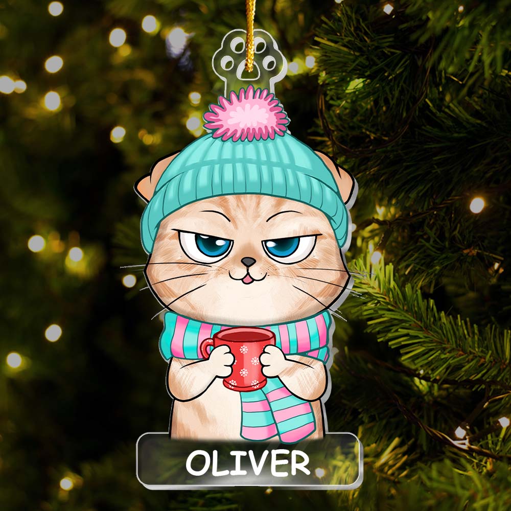 Personalized Warm Cat Christmas Ornament 29813 Primary Mockup