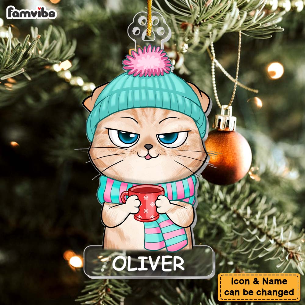 Personalized Warm Cat Christmas Ornament 29813 Primary Mockup