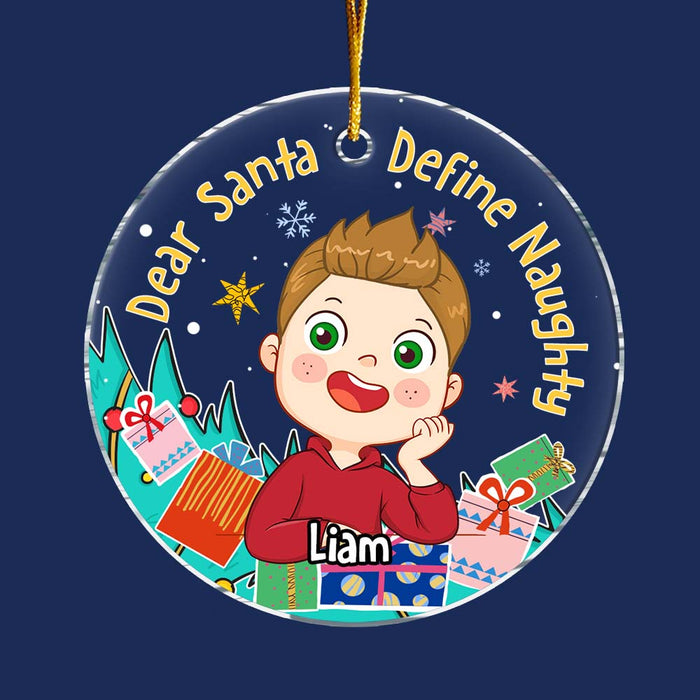 Personalized Gift For Grandson Santa Define Naughty Circle Ornament 29825 1