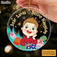 Personalized Gift For Grandson Santa Define Naughty Circle Ornament 29825 thumb 1
