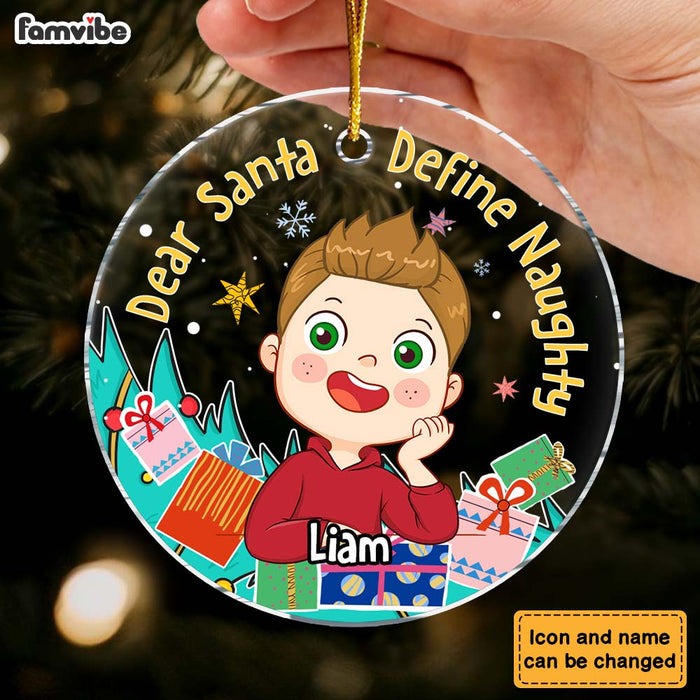 Personalized Gift For Grandson Santa Define Naughty Circle Ornament 29825 1