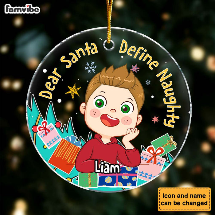 Personalized Gift For Grandson Santa Define Naughty Circle Ornament 29825 1