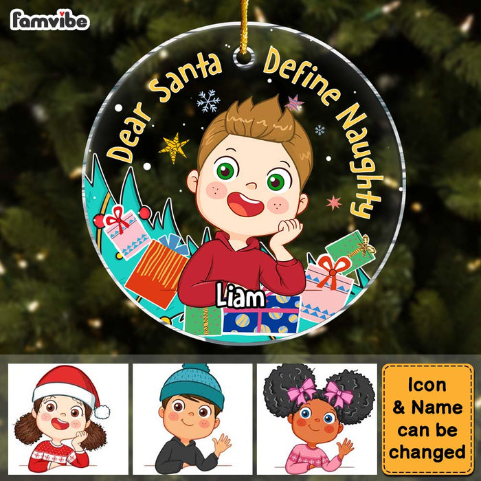 Personalized Gift For Grandson Santa Define Naughty Circle Ornament 29825 1