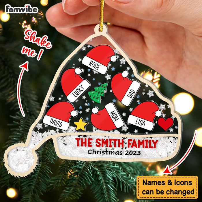 Personalized Gift For Family Christmas Santa Hat 5 Layered Shaker Ornament 29830 1