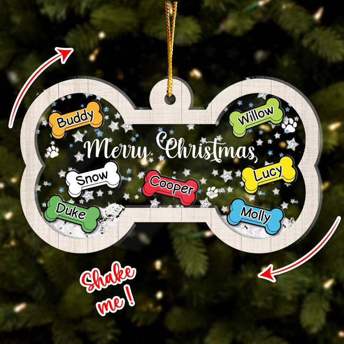 Personalized Gift For Dog Lovers Merry Christmas 5 Layered Shaker Ornament 29833 1