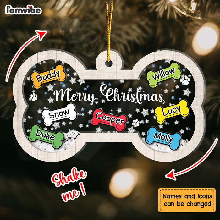 Personalized Gift For Dog Lovers Merry Christmas 5 Layered Shaker Ornament 29833 1