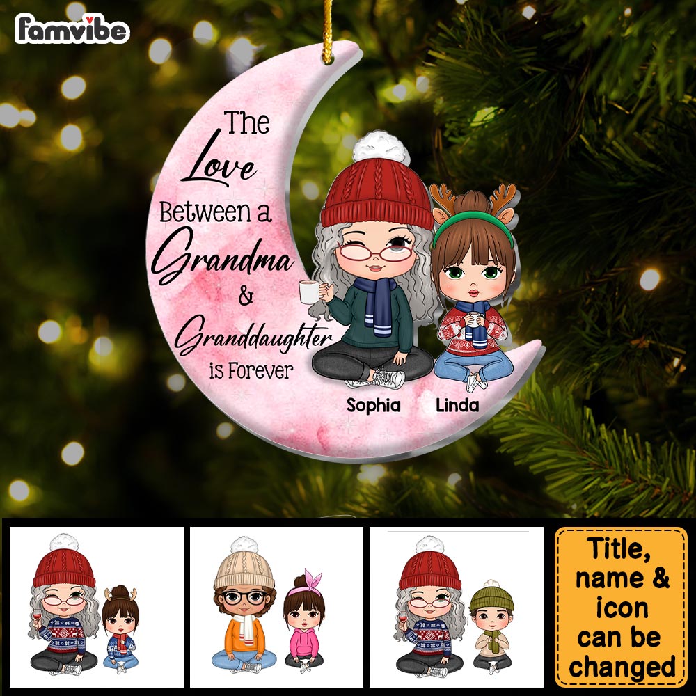 Personalized Grandma And Grand Daughter On The Moon Ornament 29841 Primary Mockup