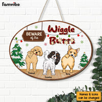 Personalized Gift For Dog Lovers 'Beware Of The Wiggle' Wood Sign 29869 thumb 1