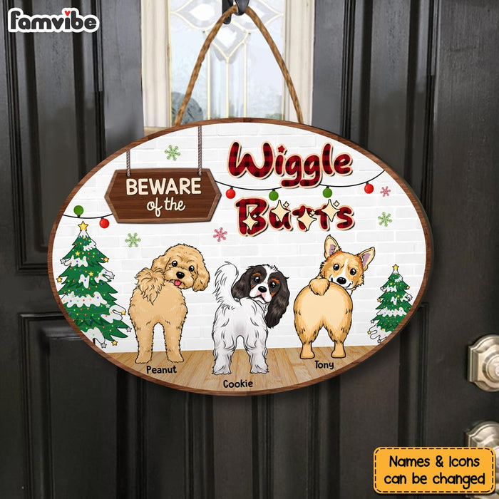 Personalized Gift For Dog Lovers 'Beware Of The Wiggle' Wood Sign 29869 1