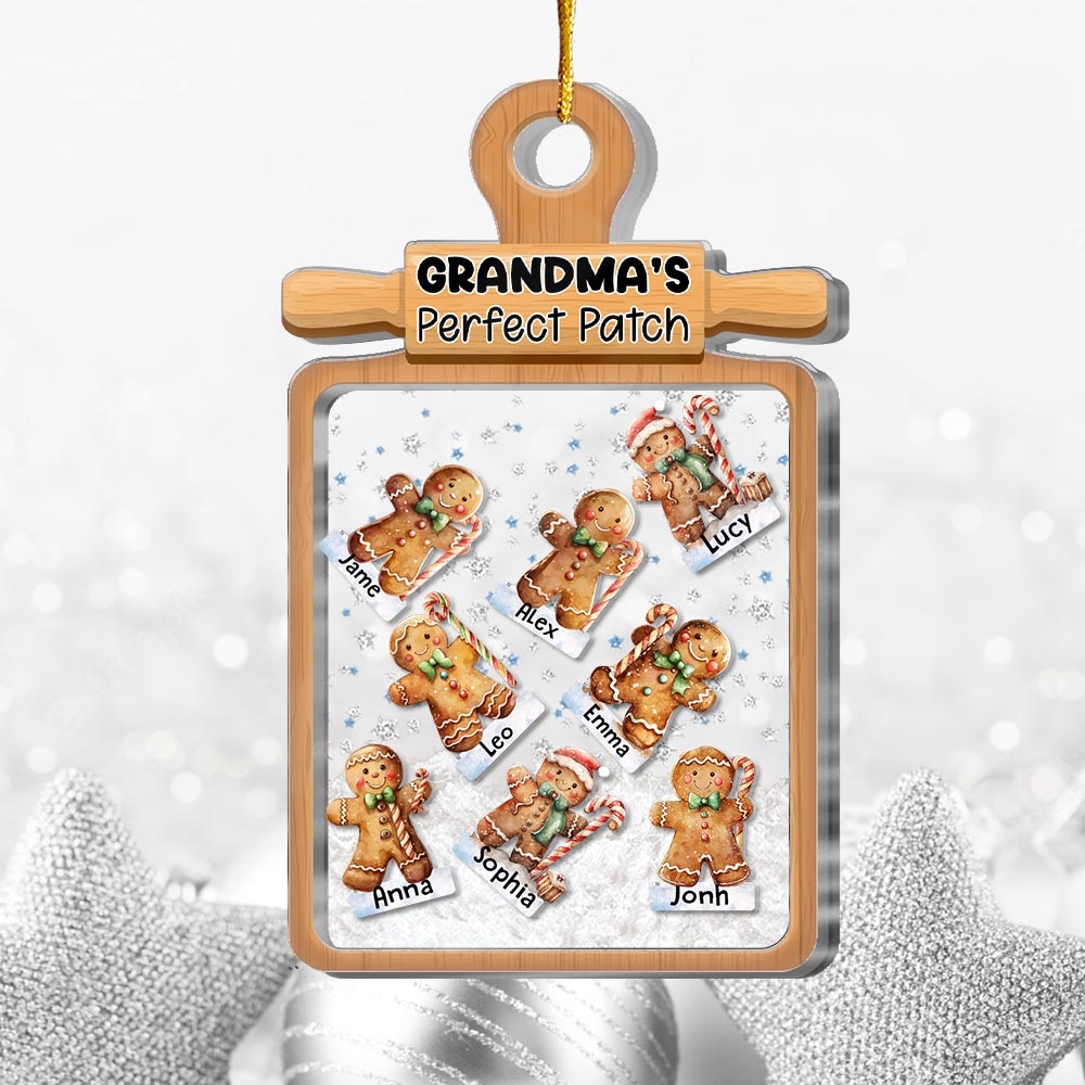 Personalized Gingerbread Christmas Gift For Grandma's Perfect Patch 5 Layered Shaker Ornament 29870 Primary Mockup