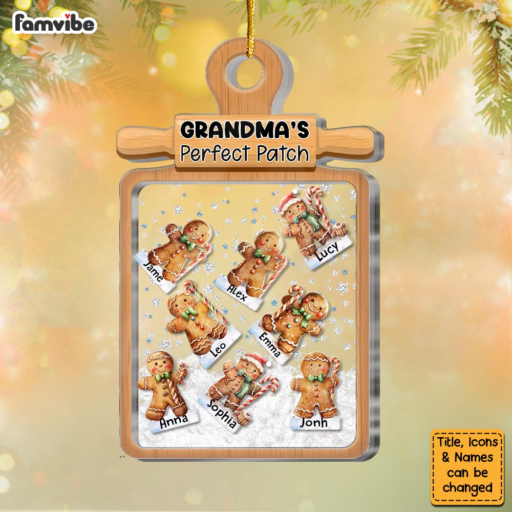 Personalized Gingerbread Christmas Gift For Grandma's Perfect Patch 5 Layered Shaker Ornament 29870 Primary Mockup