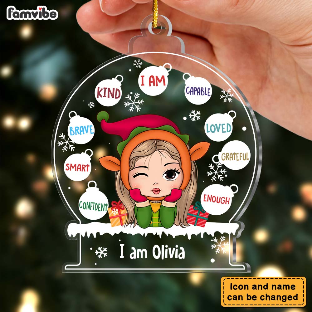 Personalized Gift For Granddaughter  I Am Kind Snow Ornament 29878 Primary Mockup