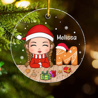 Personalized Christmas Gift For Granddaughter Cookie Letter Circle Ornament 29879 thumb 1