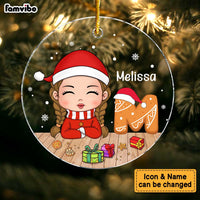 Personalized Christmas Gift For Granddaughter Cookie Letter Circle Ornament 29879 thumb 1