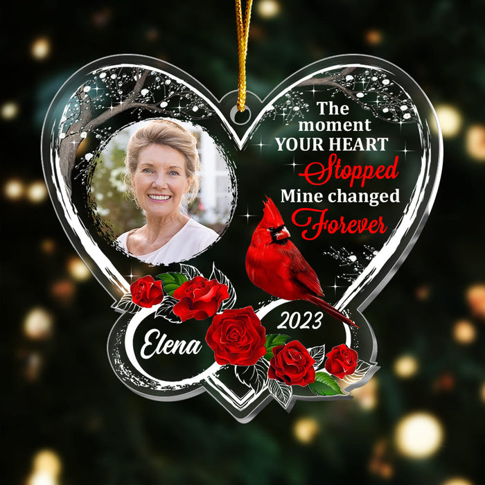 Personalized Memorial Cardinal The Moment Your Heart Stopped Ornament 29882 1
