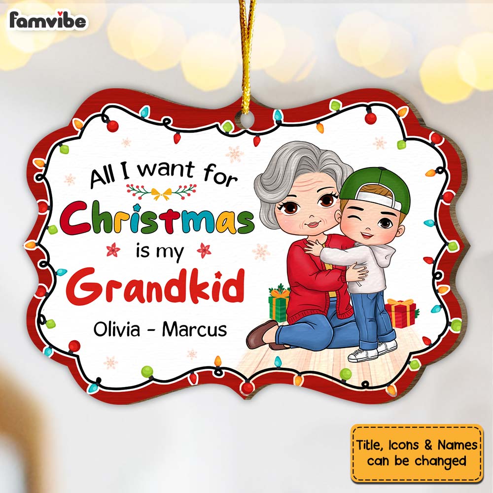 Personalized Gift For Grandma All I Want For Christmas Benelux Ornament 29883 Primary Mockup