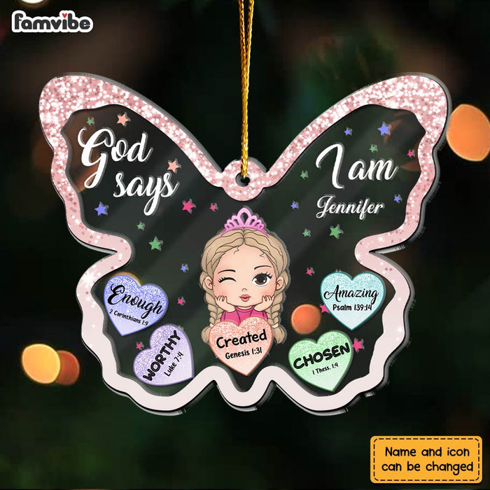 Personalized Gift For Granddaughter I Am Butterfly 5 Layered Shaker Ornament 29884 1
