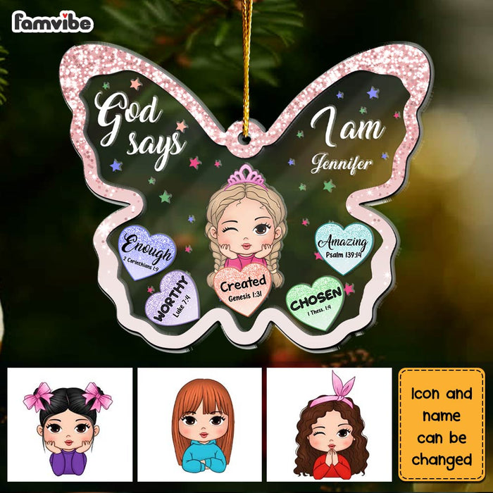 Personalized Gift For Granddaughter I Am Butterfly 5 Layered Shaker Ornament 29884 1