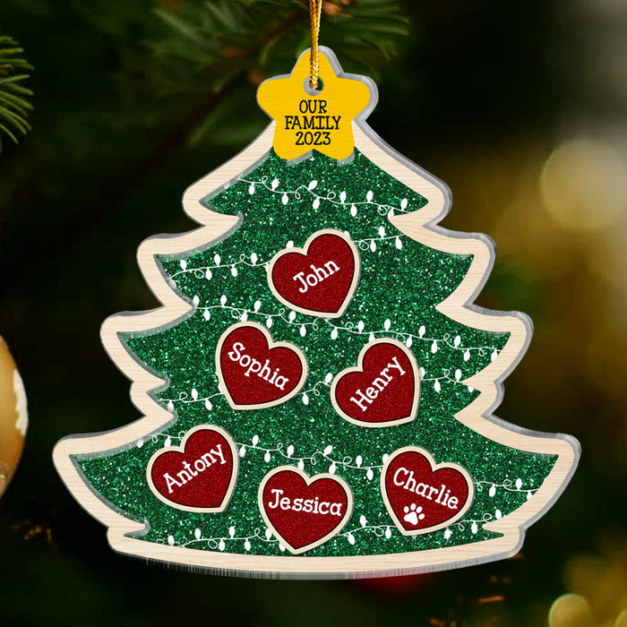Personalized Gift For Family Christmas Tree 5 Layered Shaker Ornament 29888 1