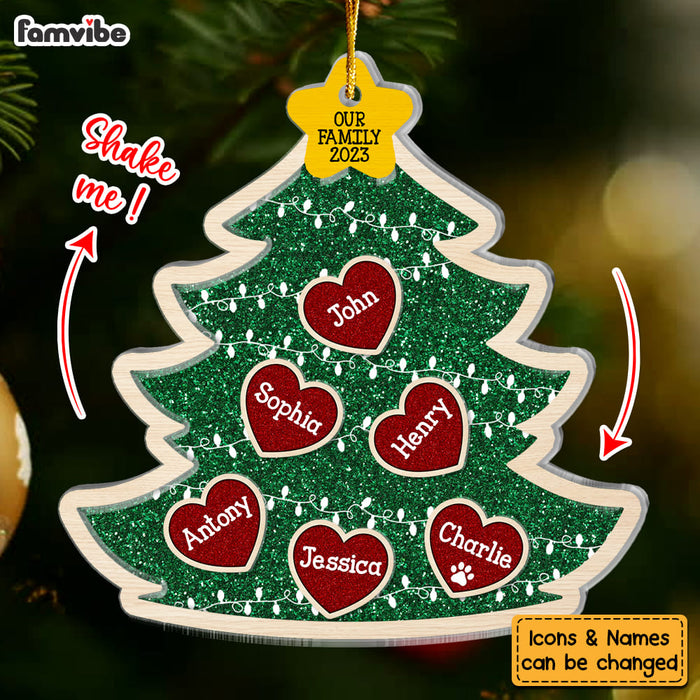 Personalized Gift For Family Christmas Tree 5 Layered Shaker Ornament 29888 1