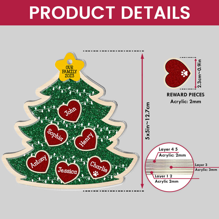 Personalized Gift For Family Christmas Tree 5 Layered Shaker Ornament 29888 1