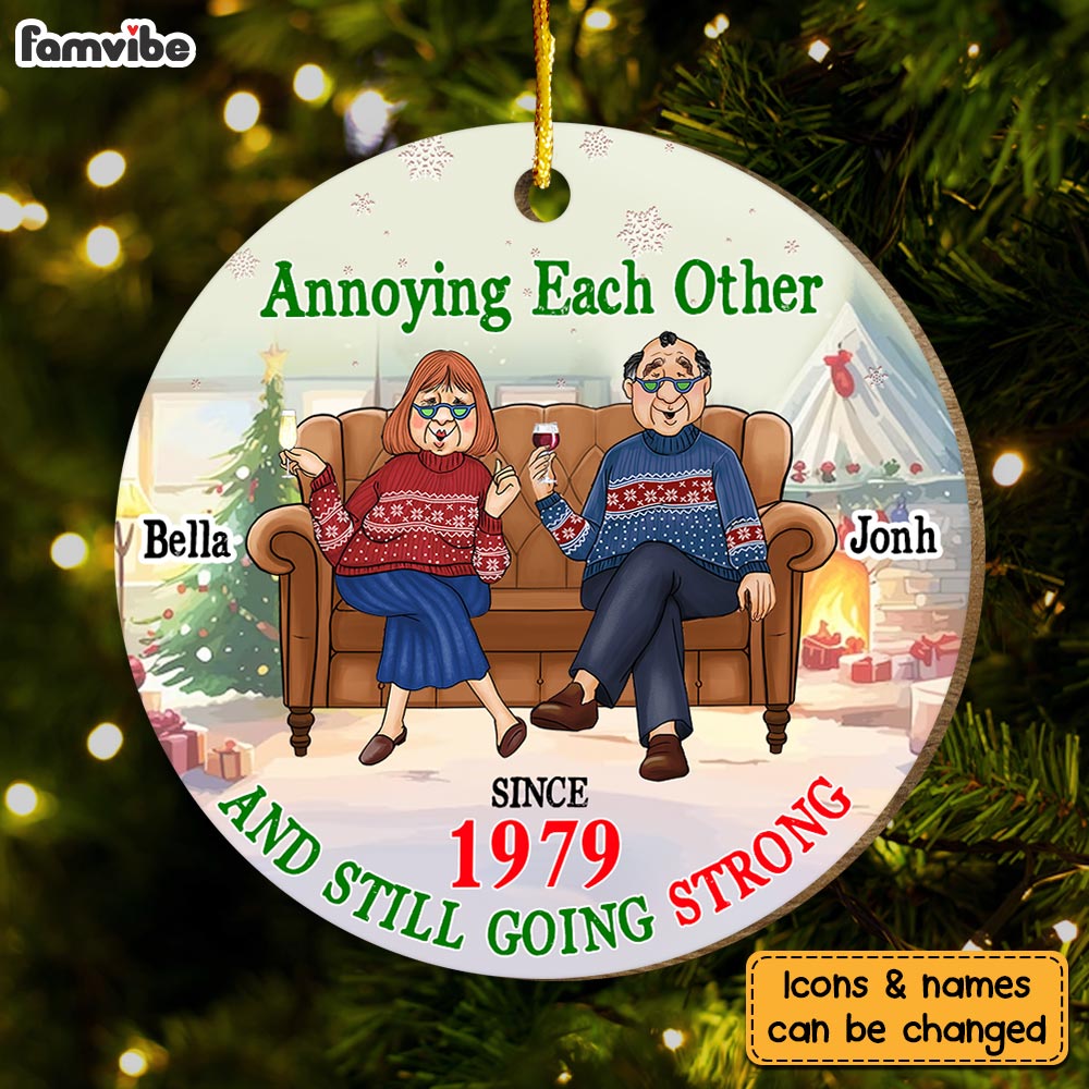 Personalized Gift For Couple Annoying Each Other Circle Ornament 29899 Primary Mockup
