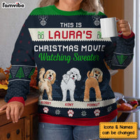 Personalized Christmas Gift For Dog Lover Movie Watching Ugly Sweater 29900 thumb 1