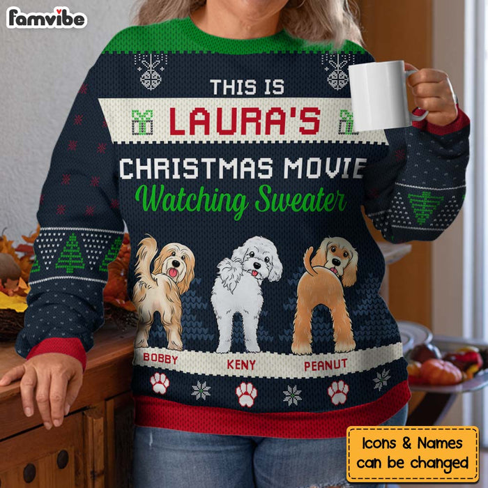 Personalized Christmas Gift For Dog Lover Movie Watching Ugly Sweater 29900 1