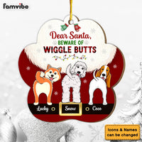 Personalized Santa Beware Of Wiggle Butts Paw Ornament 29901 thumb 1