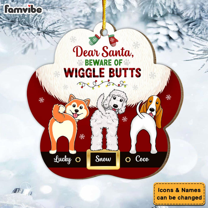 Personalized Santa Beware Of Wiggle Butts Paw Ornament 29901 1