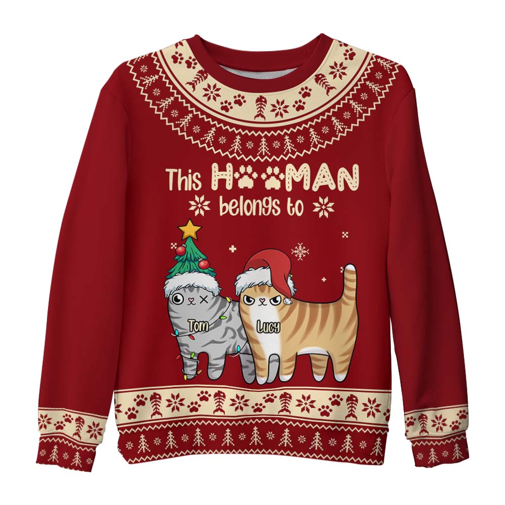 Personalized This Hooman Belongs To Ugly Sweater 29909 Primary Mockup