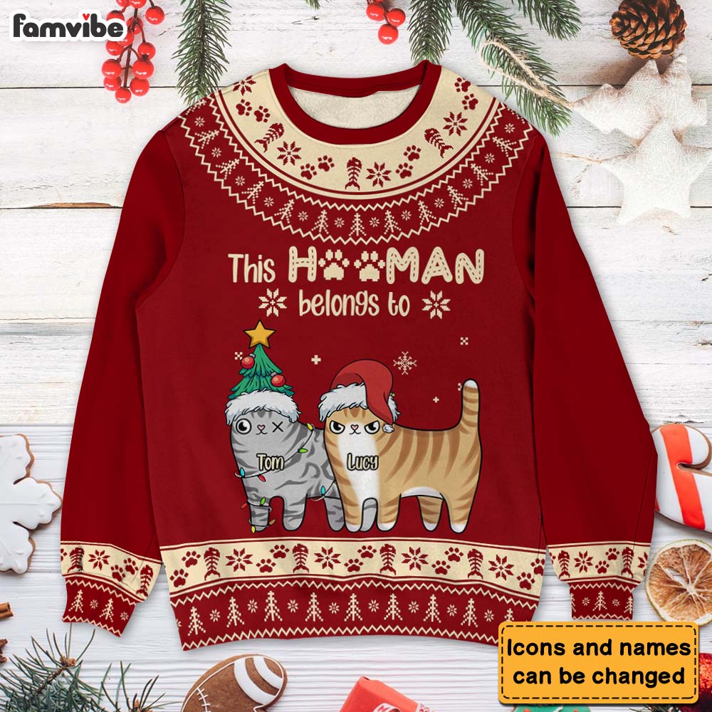 Personalized This Hooman Belongs To Ugly Sweater 29909 Primary Mockup