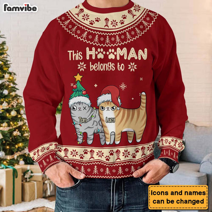 Personalized This Hooman Belongs To Ugly Sweater 29909 1