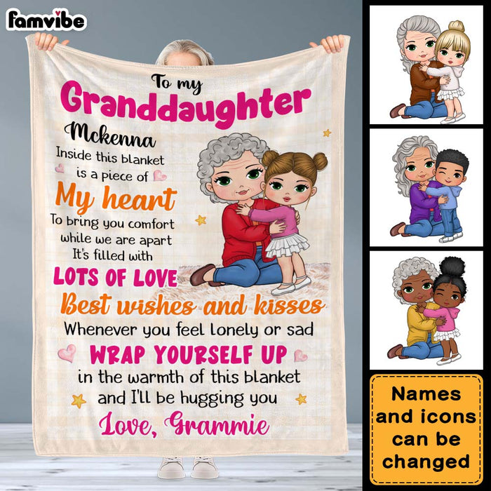 Personalized Gift For Granddaughter I'll Be Hugging You Christmas Blanket 29910 1