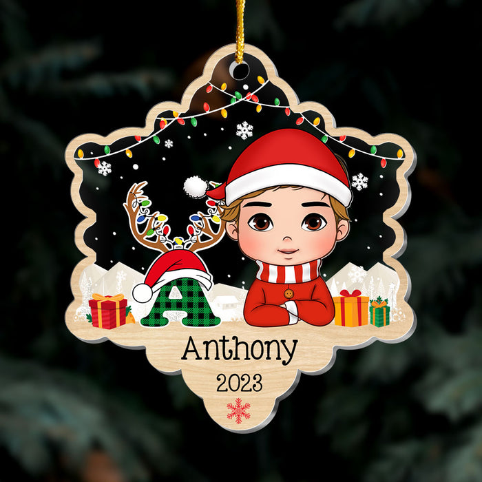 Personalized Gift For Grandson Alphabet Reindeer Ornament 29911 1