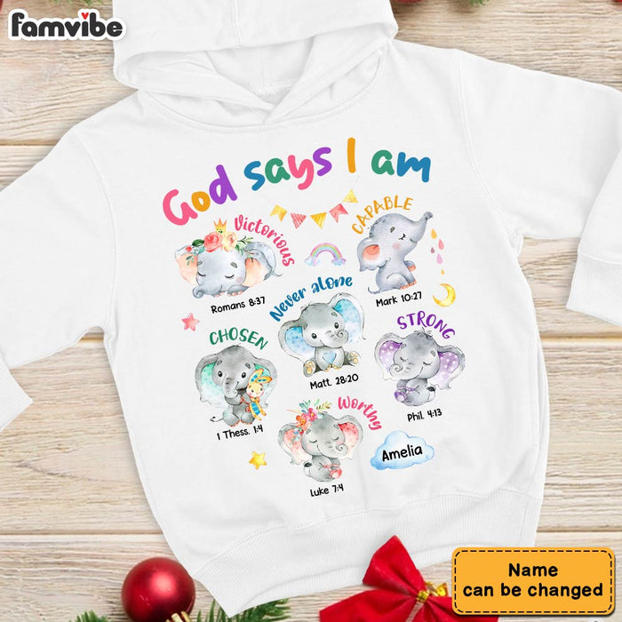 Personalized Gift For Granddaughter Gods Says I Am Elephant Kid Kid T Shirt - Kid Hoodie - Kid Sweatshirt 29913 1