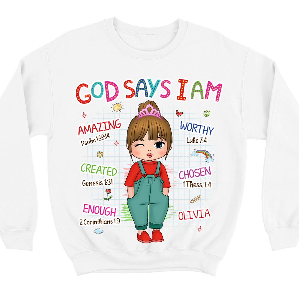 Personalized Birthday Gift For Granddaughter God Says I Am Kid T Shirt - Kid Hoodie - Kid Sweatshirt 29925 Mockup Black