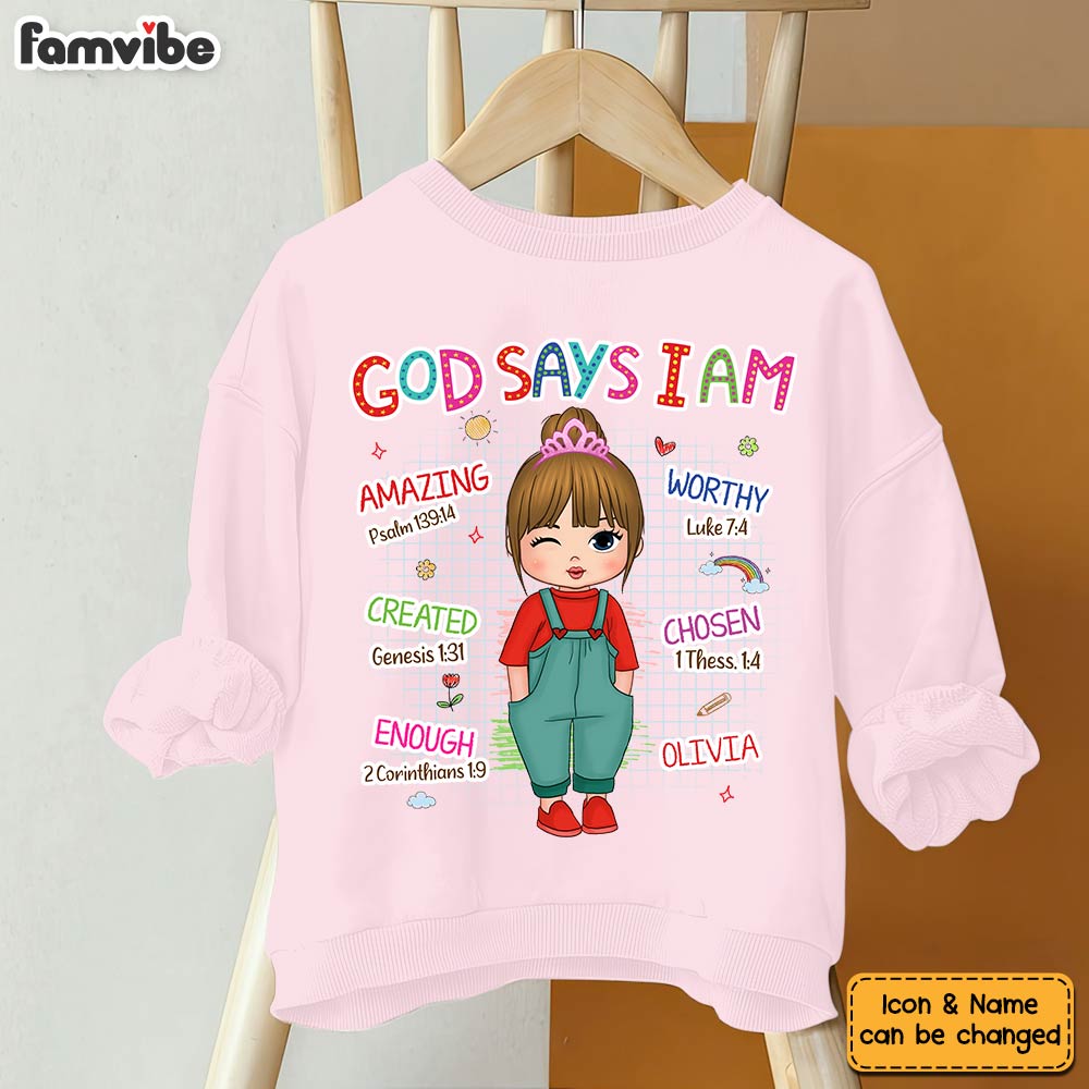 Personalized Birthday Gift For Granddaughter God Says I Am Kid T Shirt - Kid Hoodie - Kid Sweatshirt 29925 Mockup Black