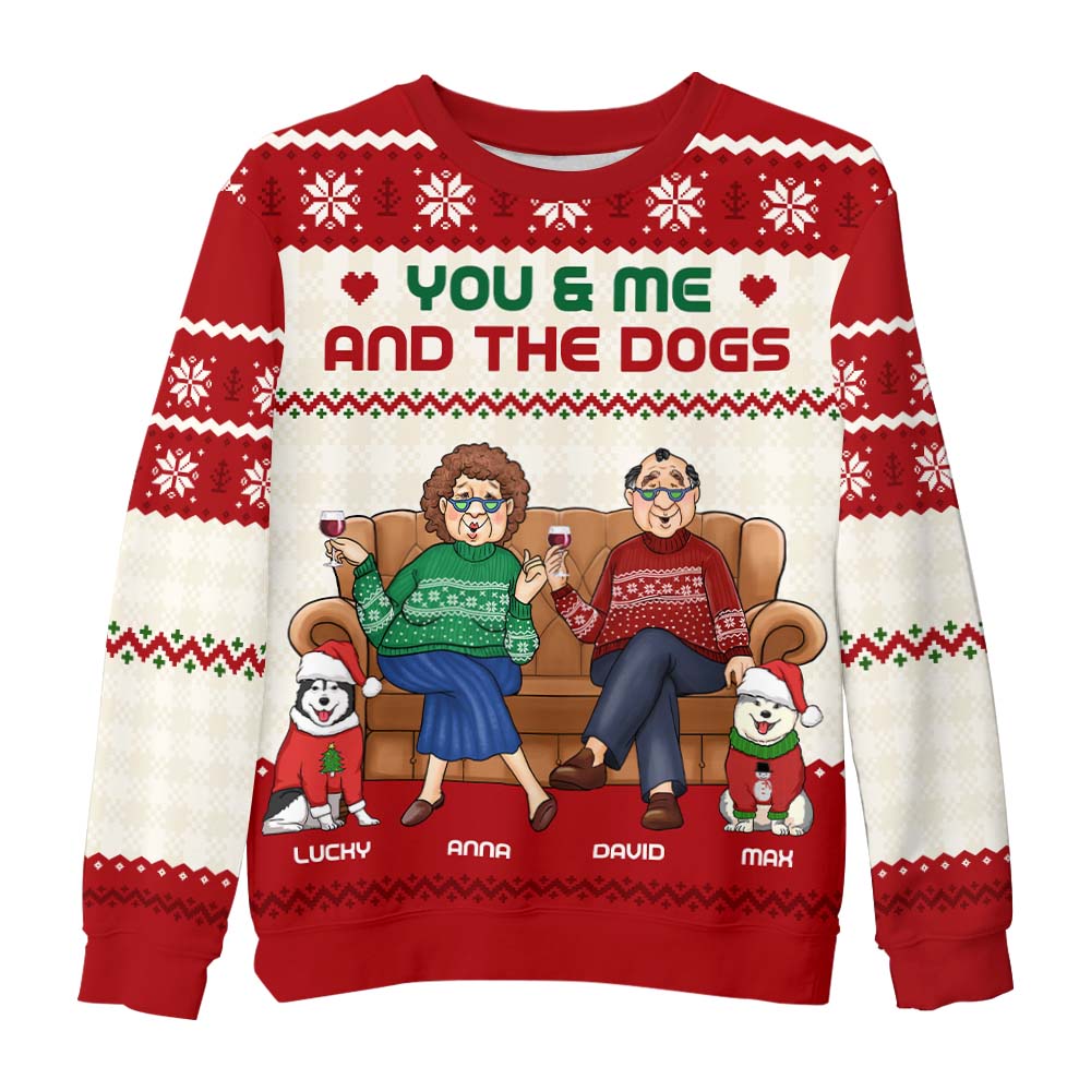 Personalized Gift For Couple You And Me And The Dogs Ugly Sweater 29933 Primary Mockup