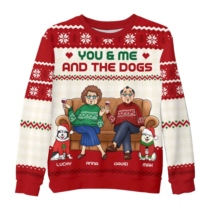 Personalized Gift For Couple You And Me And The Dogs Ugly Sweater 29933 1