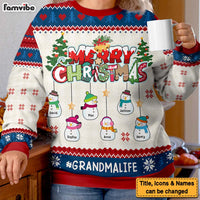 Personalized Snowman Christmas Gift For Grandma Ugly Sweater 29937 thumb 1