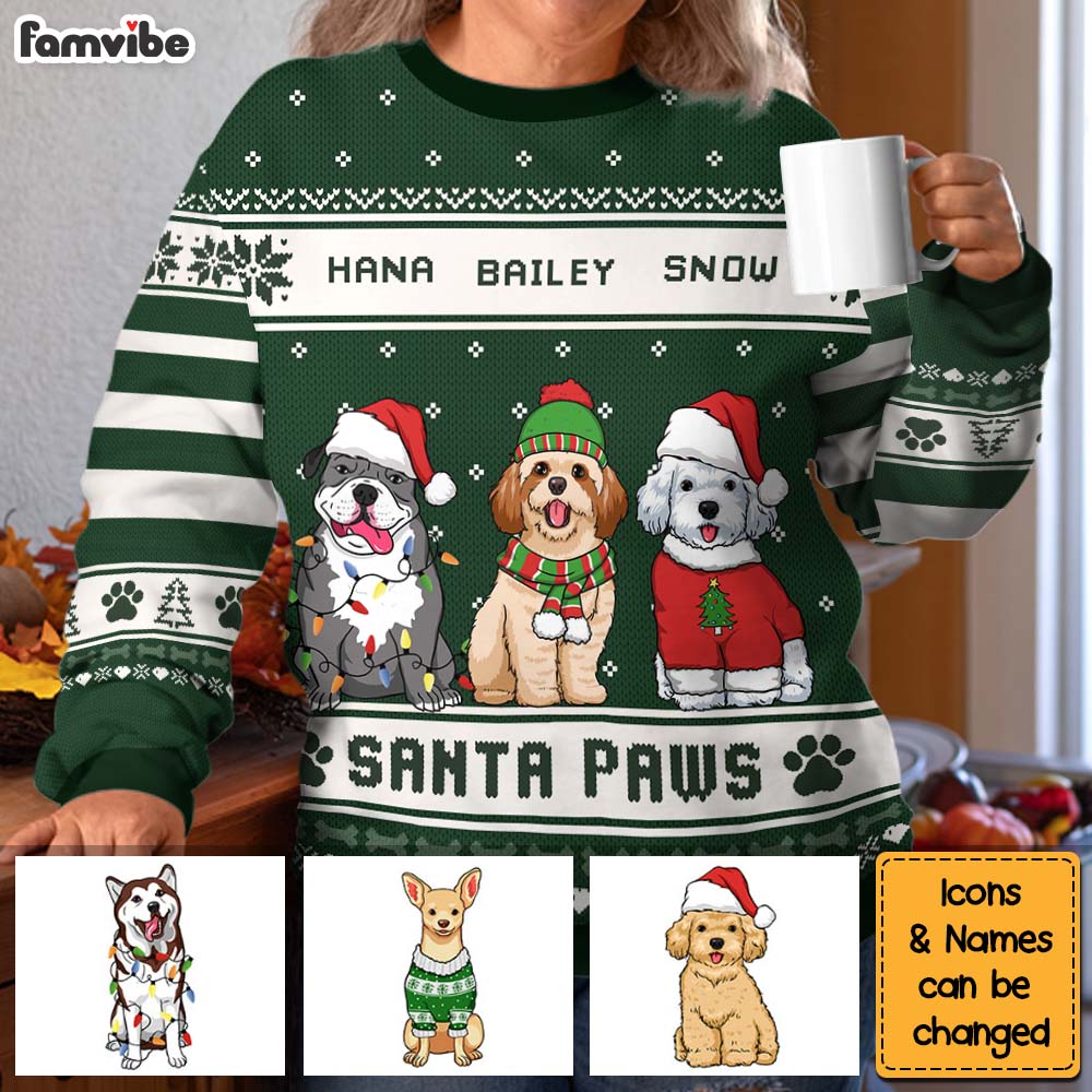 Personalized Gift For Dog Lovers Santa Paws Ugly Sweater 29949 Primary Mockup