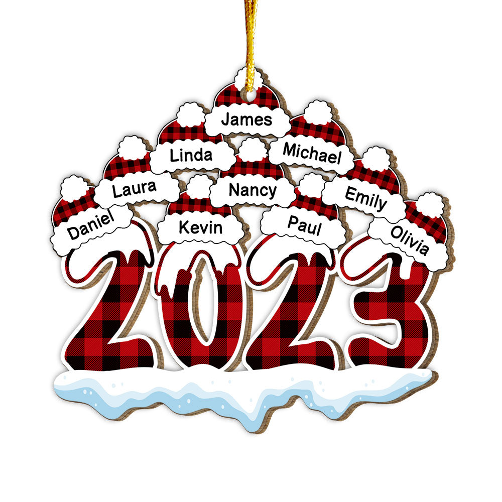 Personalized Family 2023 Santa Hats Christmas Ornament 29956 Primary Mockup