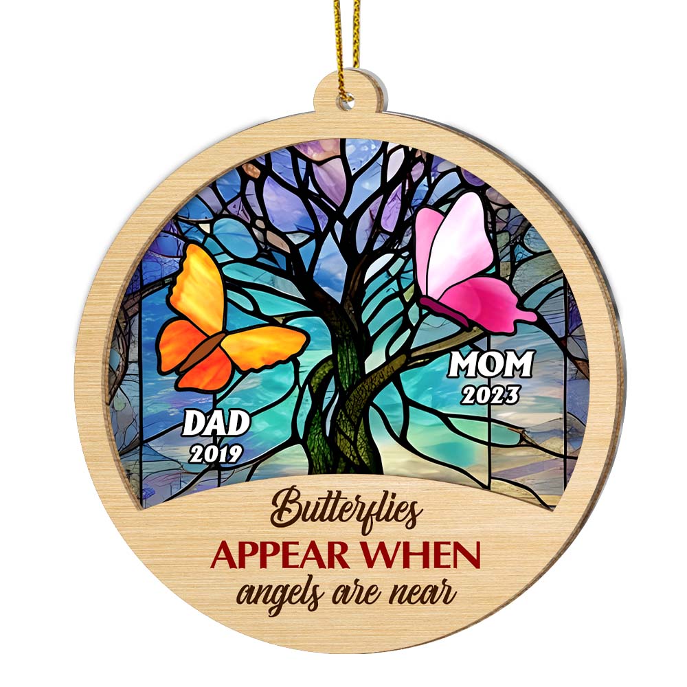 Personalized Memorial Butterfly Mom Dad 2 Layered Mix Ornament 29965 Primary Mockup