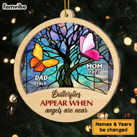 Personalized Memorial Butterfly Mom Dad 2 Layered Mix Ornament 29965 thumb 1