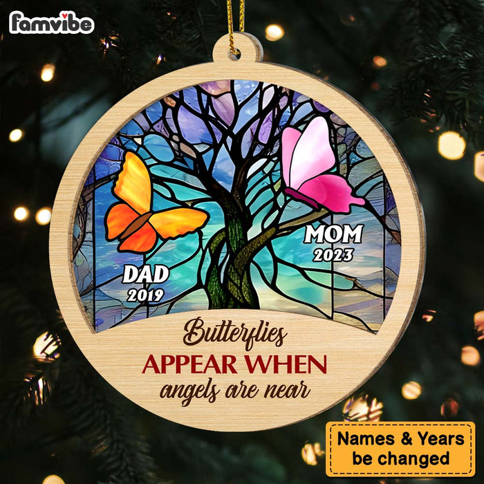 Personalized Memorial Butterfly Mom Dad 2 Layered Mix Ornament 29965 1