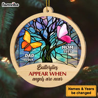Personalized Memorial Butterfly Mom Dad 2 Layered Mix Ornament 29965 thumb 1