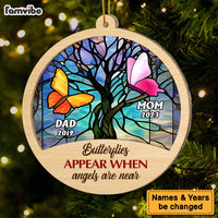 Personalized Memorial Butterfly Mom Dad 2 Layered Mix Ornament 29965 thumb 1